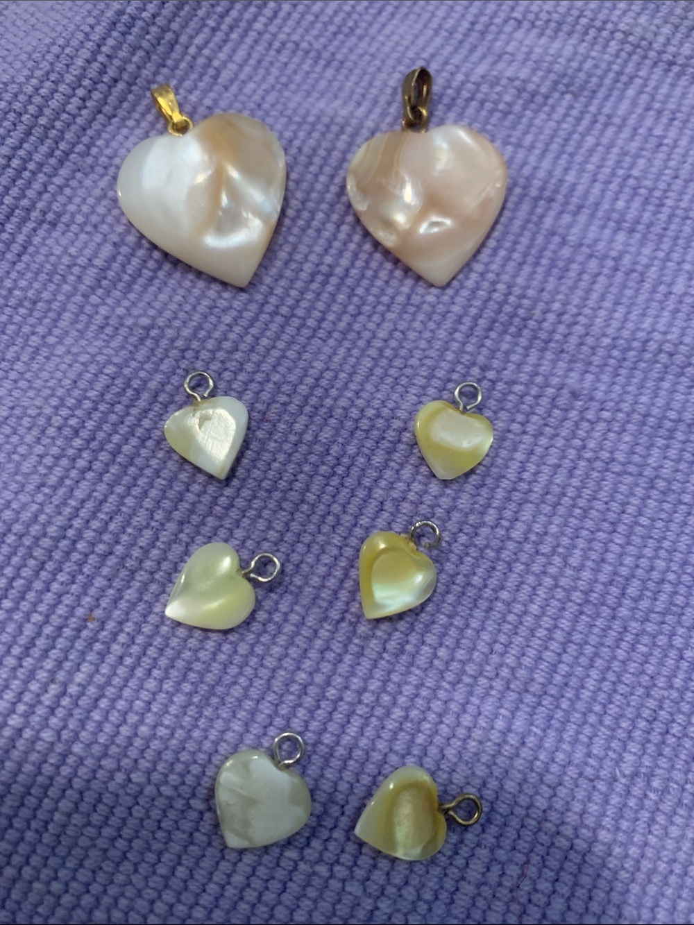 Vintage Mother-of-Pearl Heart Charm Pendant - Cream/Off-White